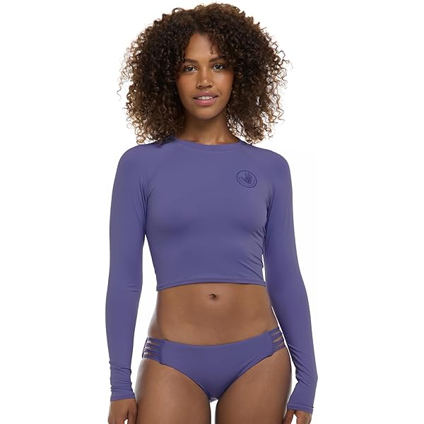 Let It Be Long Sleeve Crop Top Rashguard with UPF 50 Black at